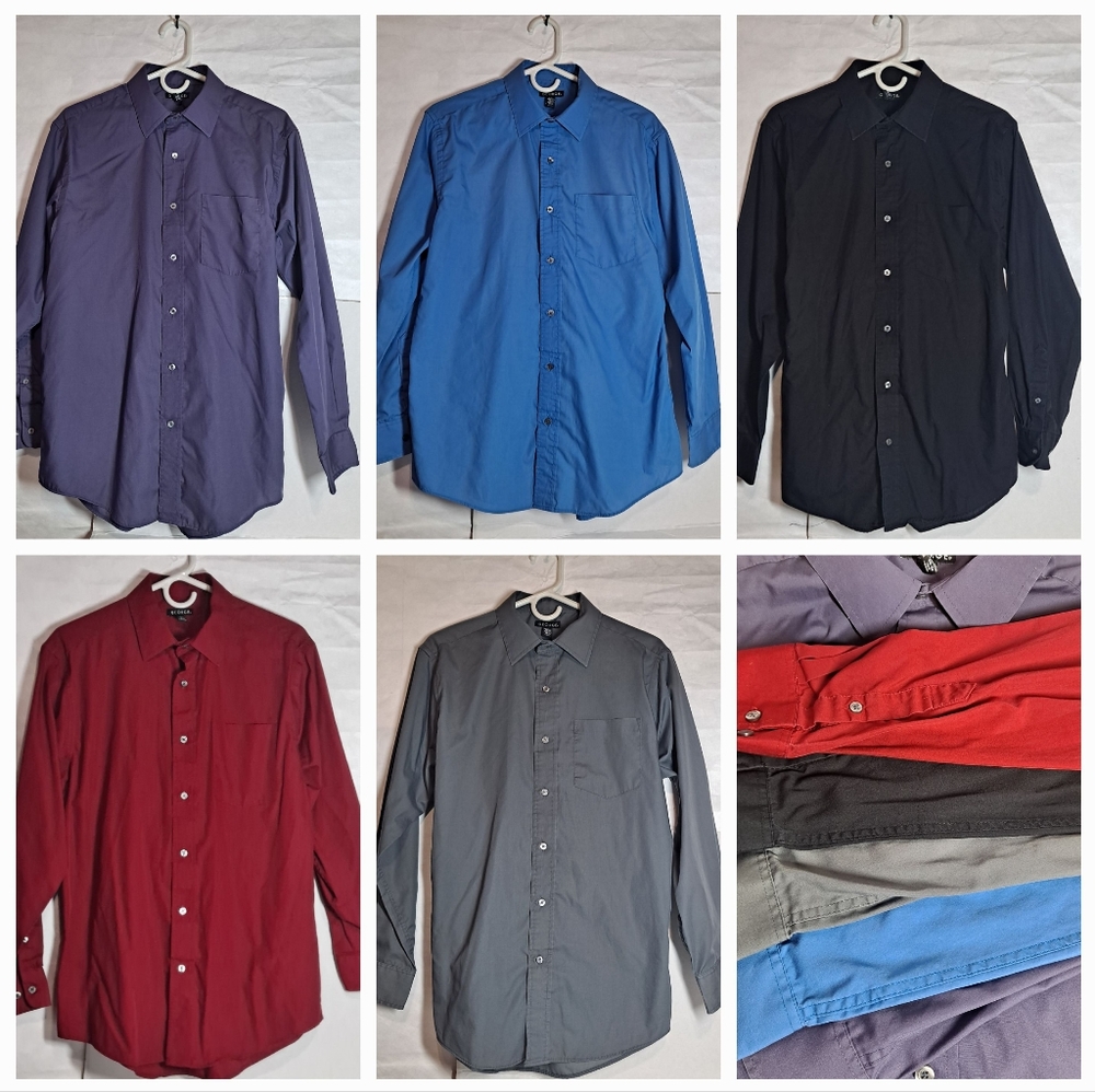 5 LONG SLEEVED BUTTON FRONT MEN'S DRESS SHIRTS MEDIUM 15" - 151/2"